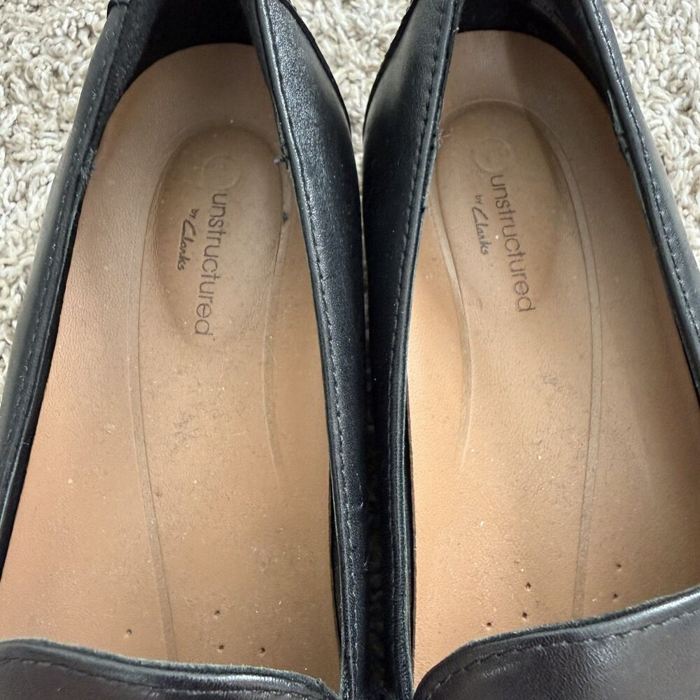 CLARKS Women's Un Blush Go Penny Loafer Black Leather Size 5.5 M Classic - Picture 2 of 6